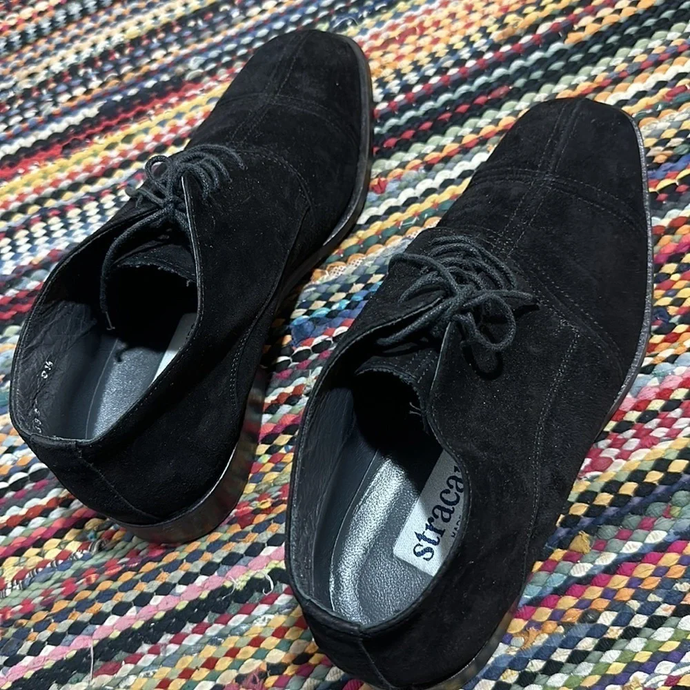 Stracam Italy Black  Suede Panels Dress Oxford Shoes size 8.5 - Picture 15 of 16